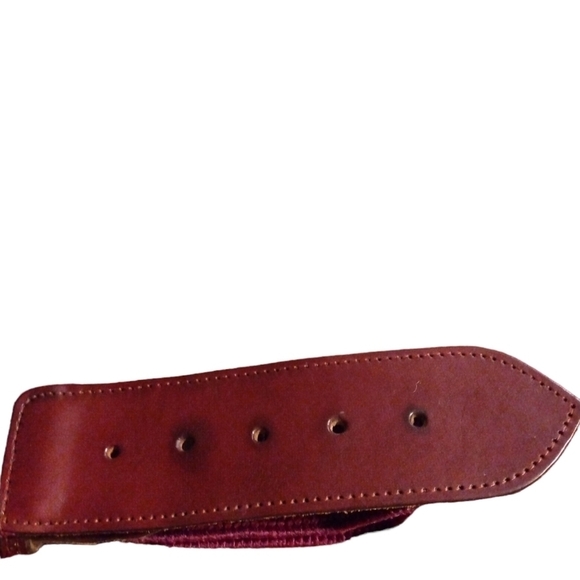 Vintage Maroon Tight Braided Fabric w. Brown Leather Adjustable Buckle BoHo Vibe - Picture 4 of 9